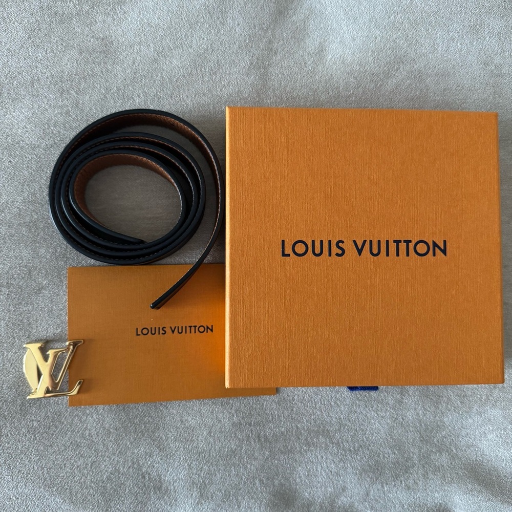 LOUIS VUITTON LV INITIALES 30MM REVERSIBLE BLACK/ BROWN LEATHER BELT - Picture 6 of 9